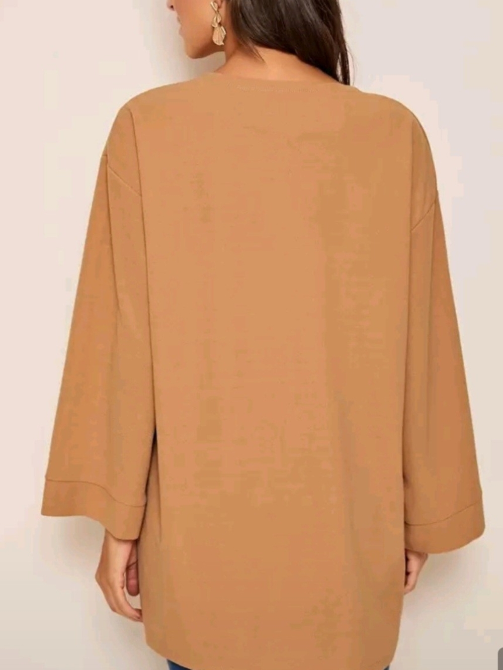 Camel Open-Front Longline Blazer Jacket - Picture 2 of 3